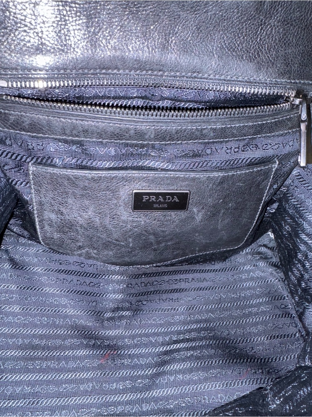 Prada Glance Pomice Two-Tone Tan and Black Leather Satchel - Picture 15 of 16